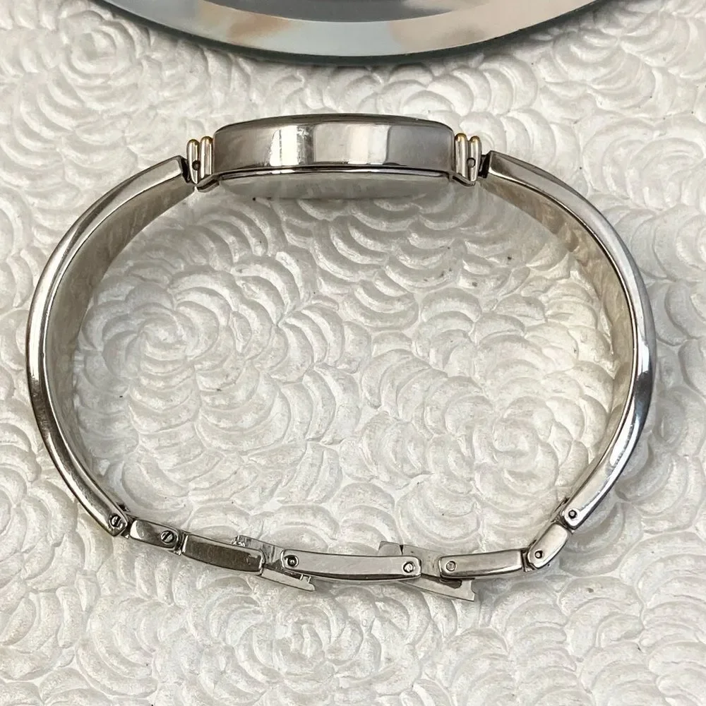 Anne Klein Two-Tone Tonneau Case Bracelet Watch Textured Dial Roman Numerals